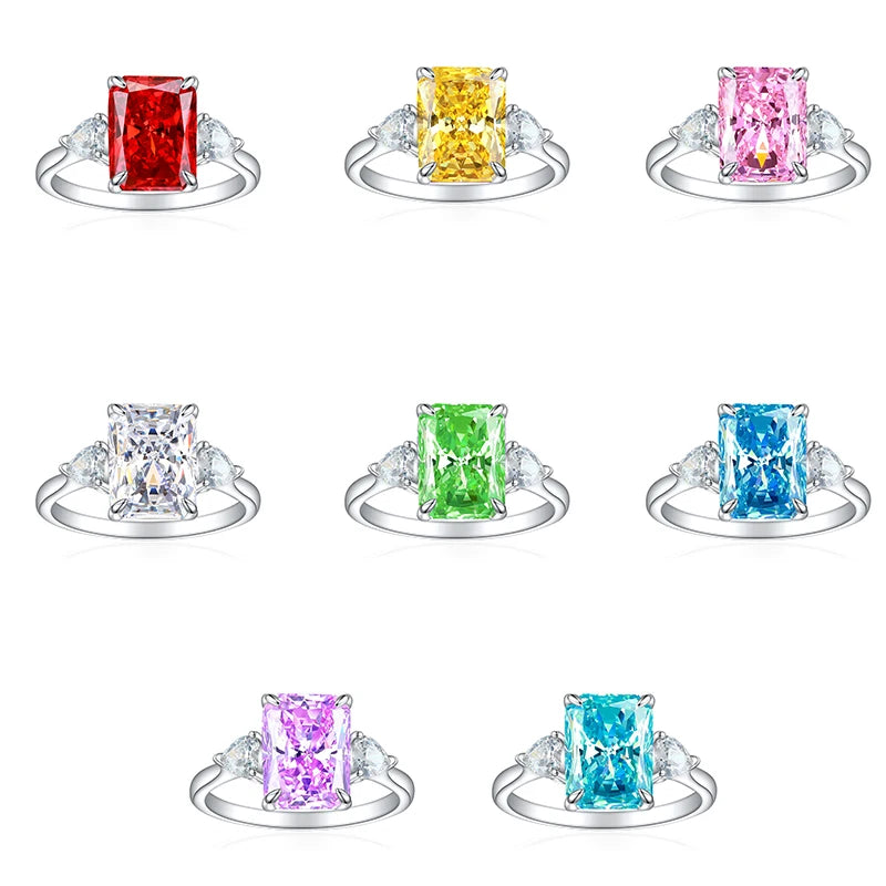 Sunstar Jewelry Manufacturer 925 Sterling Silver Women Jewelry Accessories 5A Cubic Zirconia Colored Diamond Wedding Silver Ring