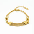 18K Gold Plated Stainless Steel Jewelry U-shape Charm Wide Mesh Watch Band Bracelet Waterproof for Women Bracelet B242487