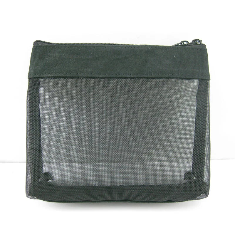 Plain Deep Green Custom Logo Zipper Cotton Nylon Mesh Fashion Eco Friendly Small Capacity See Clutch Organizer Makeup Pouch