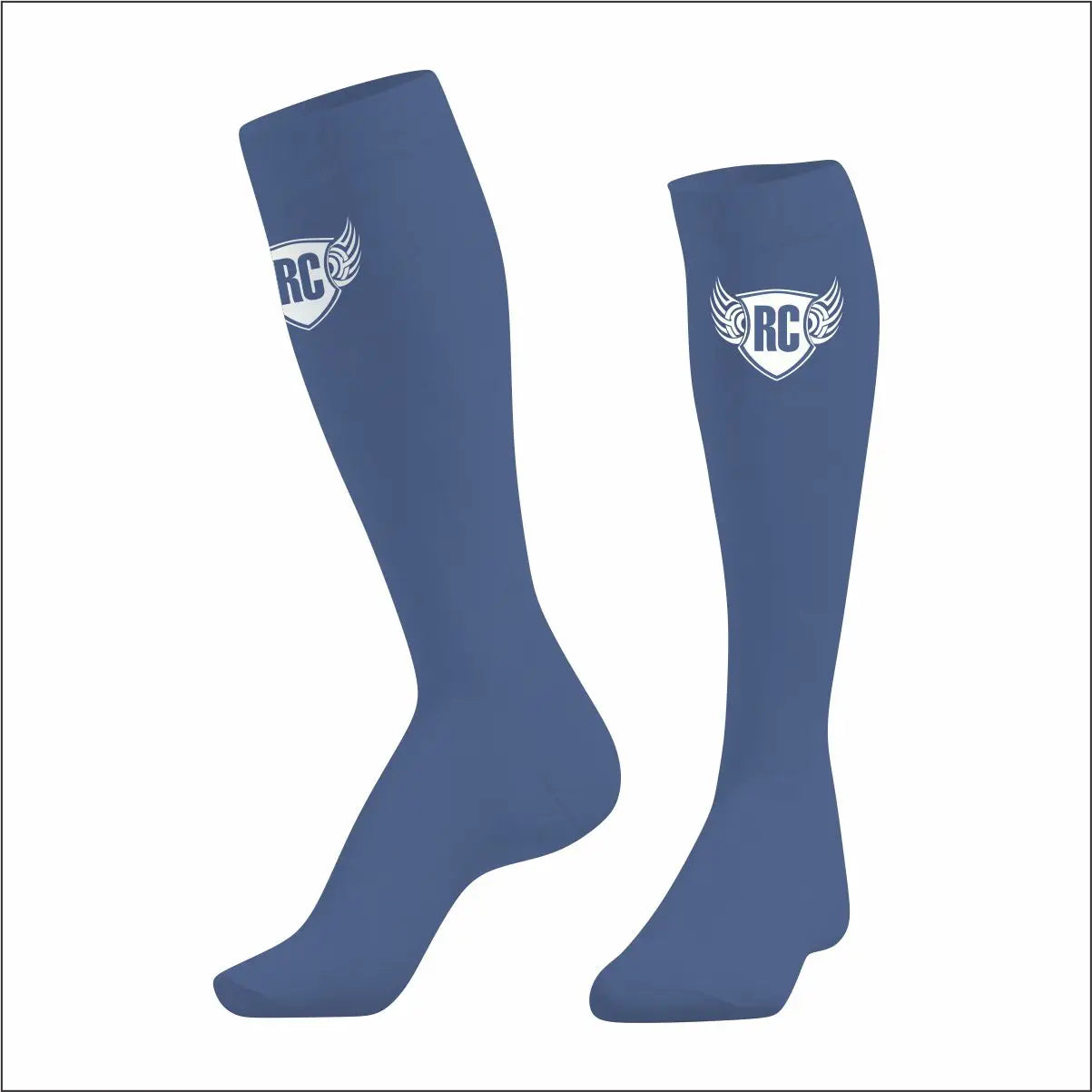 Men's Youth Knee High Anti-Slip Breathable Soccer Grip Socks with Cuff and Digital Bottom Logo