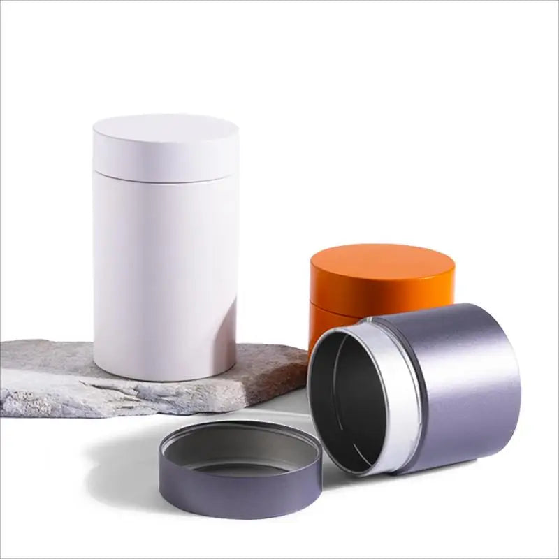 Tianhui Empty Food Grade Custom Small Round White Metal Storage Canister Tea Sugar Coffee Tin Can With Lid