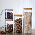 Kitchen Organizer 900ml 1200ml 1500ml 2000ml Transparent Food Storage Empty Glass Jar with Bamboo Lid
