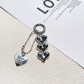 Silver Gold Heart Bead Zinc Alloy Keychain with UV Printing-Vintage Cartoon Fashion Bag Charm Phone Pendant Gift for Women
