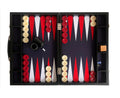 Helena Wood Art Luxury Handmade Tournament Size Backgammon Set Fabric Ground Red White Leather Case 22x29 Inch (57x75cm) Unisex