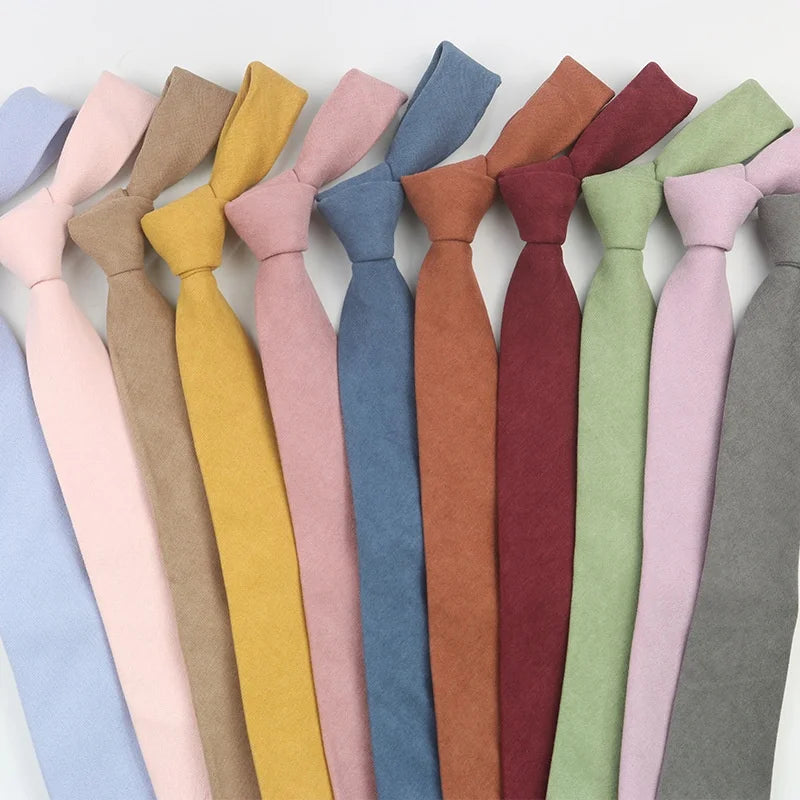 Hot Sale Popular Solid Color Velvet Cotton Necktie Gravatas Skinny Tie Corbatas Men Flannel Small Stropdas Mens Cotton Neck Ties