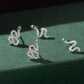 Low MOQ Wholesale Sterling Silver 925 Princess Cut Zircon Custom Snake Stud Earrings-Moon Shape Party & Gift
