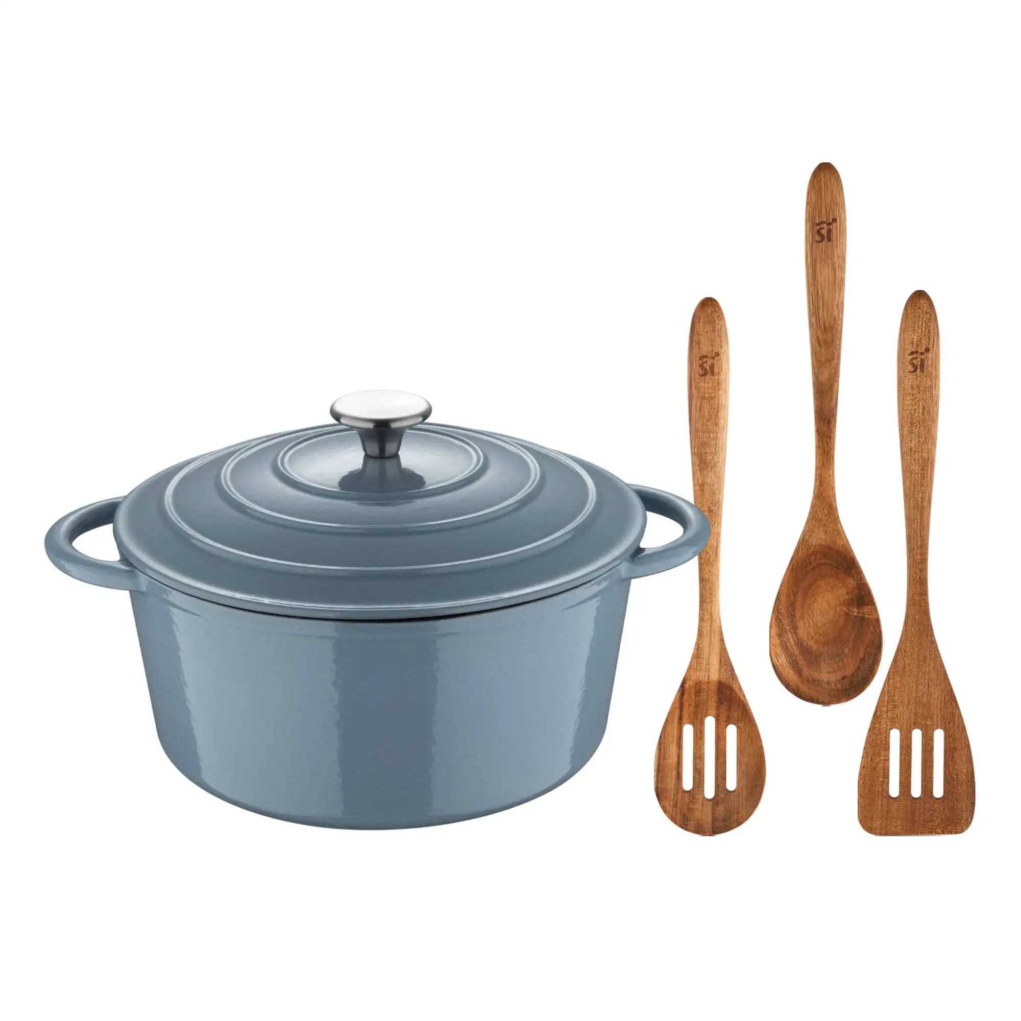 Cast iron saucepan with lid 25.5x12cm (5L) + Set of 3 wooden utensils NOIA San Ignacio