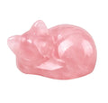 Sleeping Cat Ornament 38mm Rose Quartz Crystal Gifts for Cat Lovers (Color: Pink) MegaBDM