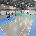 Enlio 5.5mm PVC Multi-Sport Safety Floor Tiles - Anti-Slip Garnet Textured Surface for Badminton Table Tennis & Home Gym Courts