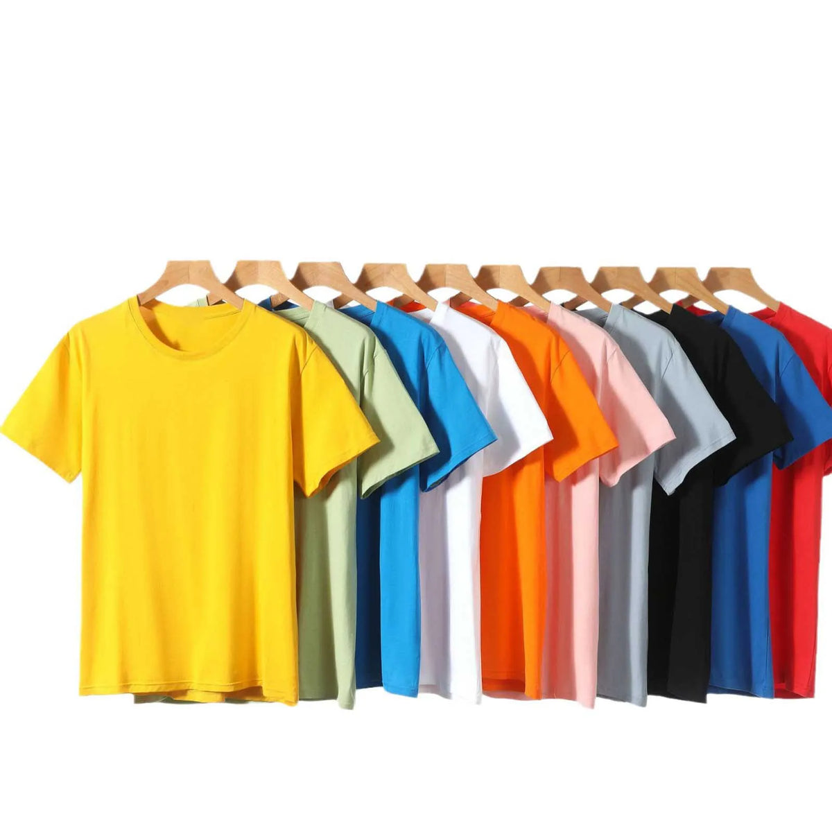 OEM Custom Logo Embroidery Print Solid Color Short-sleeved Men's 180g Cvc Cultural Shirt Student Bottoming T Shirt MegaBDM