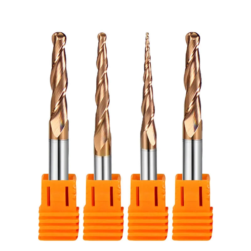 JR134   HRC55  Carbide Taper Ball End Mill 2F Spiral Milling Cutter Woodworking CNC   Cutting Tool