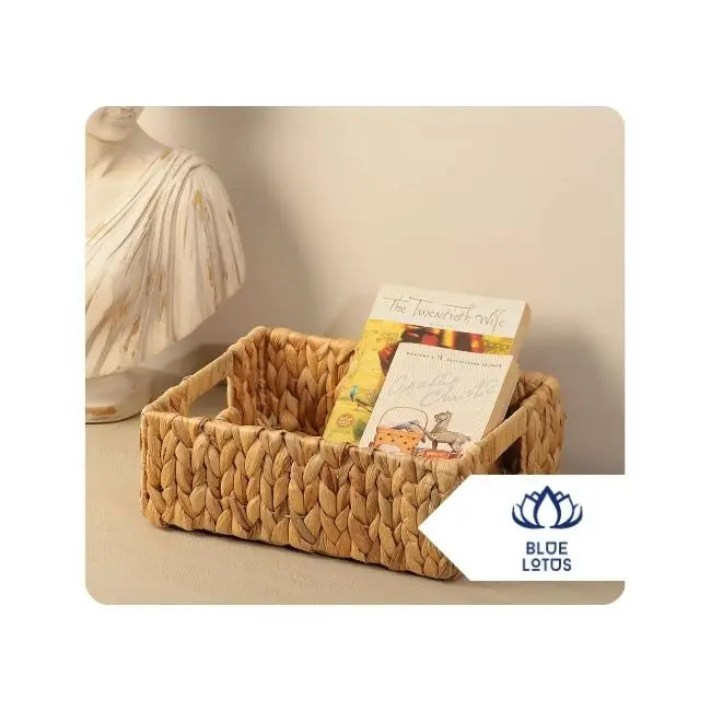 Artisan crafted hyacinth tray basket with texture for eco-friendly lifestyle lovers From Blue Lotus Vietnam