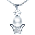 Pearl Zircon Cute Crown Little Angel 925 Silver Gold Plated Trendy Wedding Engagement Pendant Necklace for Women