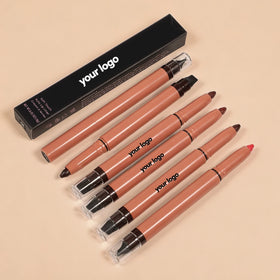 Dual Ended Lip Liner with Beveled Silicone Smudger Twist Up Design for Shaping Blending and Edge Refining Lips