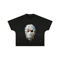 Oversized 2-Panel Hip Hop Streetwear T-Shirt Custom Rhinestone Silk Screen Printing Boxy Drop Shoulder Customizable 100% Cotton