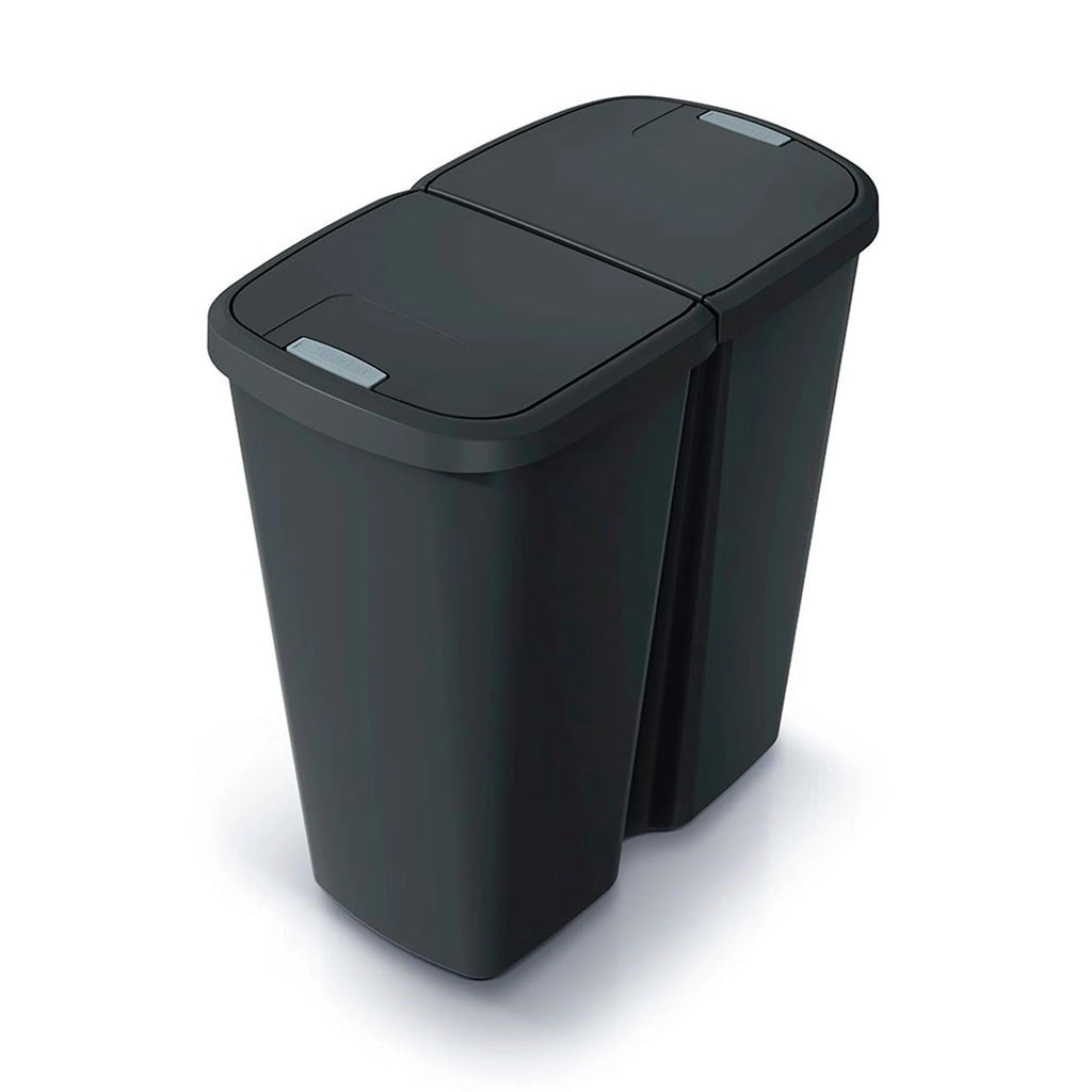 KEDEN 45L black waste bin with 2 independent lids.