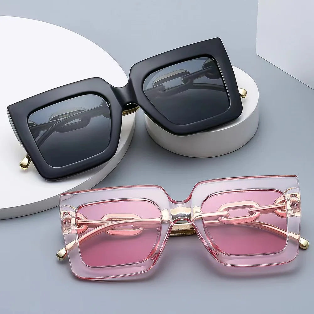Luxury Fashion Ladies Women UV400 Sunglasses Custom Logo SunShade Large Square  Sun Glasses 2024 Style and Protection in One