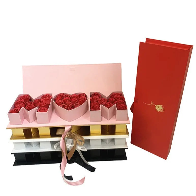 Heart Shaped Double-layer Rotating Gift Box PVC Window Flower Box with Hand Flower Gift Box