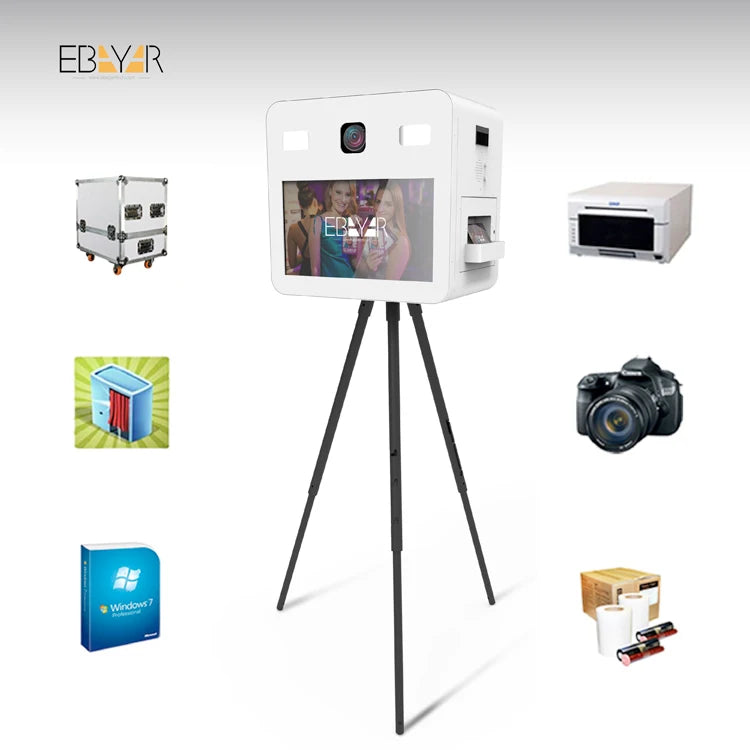 Smart Mirror Selfie Photo Booth Kiosk With Printer and Camera for Wedding Party