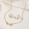 2Pcs/Set Trendy Tulip Design Rhinestone Earrings Necklace Set for Women Jewelry