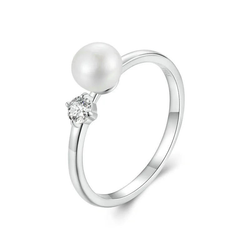 Customize Full Diamond Row Ring Wedding Women Zircon Moissanite Pearl Gemstone Engagement Full Eternity 925 Sterling Silver Ring