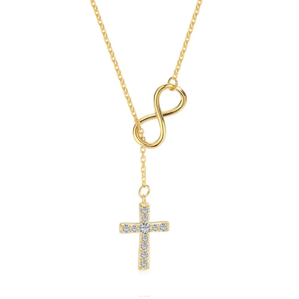 2023 New Ins Fashion Zirconia Jewelry 925 Sterling Silver Custom Gold Plated Cross Necklace Pendants Charms