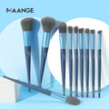 MAANGE 10pcs Wholesale Yellow Blue Complexion Make up Brush Professional Custom Logo Private Label Vegan Soft Makeup Brush Set