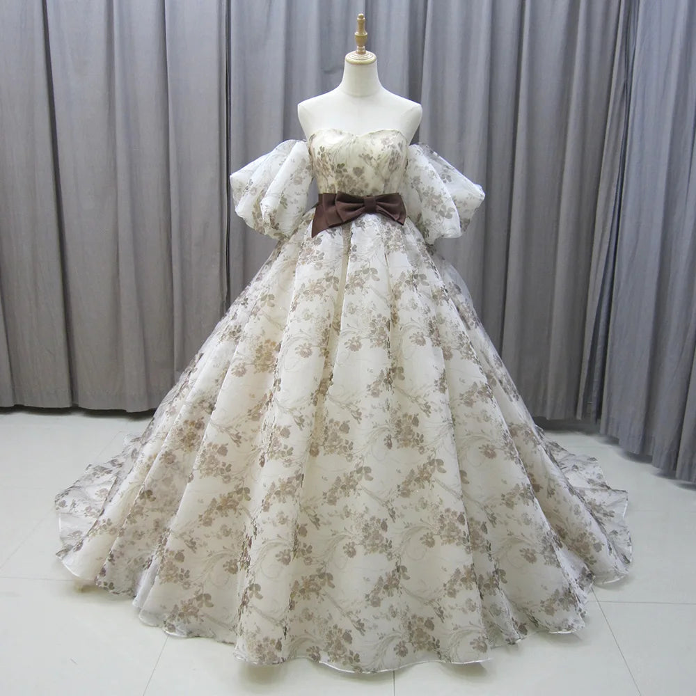 Jancember MZ0004 Princess Belt Sweetheart Off Shoulder Bridal Evening Gowns