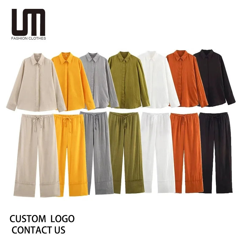 2025 New Women's 2-Piece Pants Set - Spring Chic Loose Straight Elastic Waist Suit for Street Youth Fashion