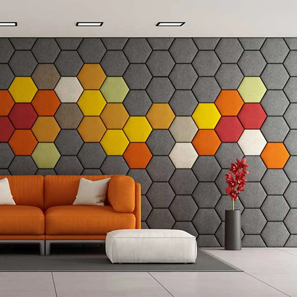 Modern Creative Hexagon Polyester Acoustic Panels Soundproof Wall Felt for Living Room Apartment Pet Friendly Sound Proof