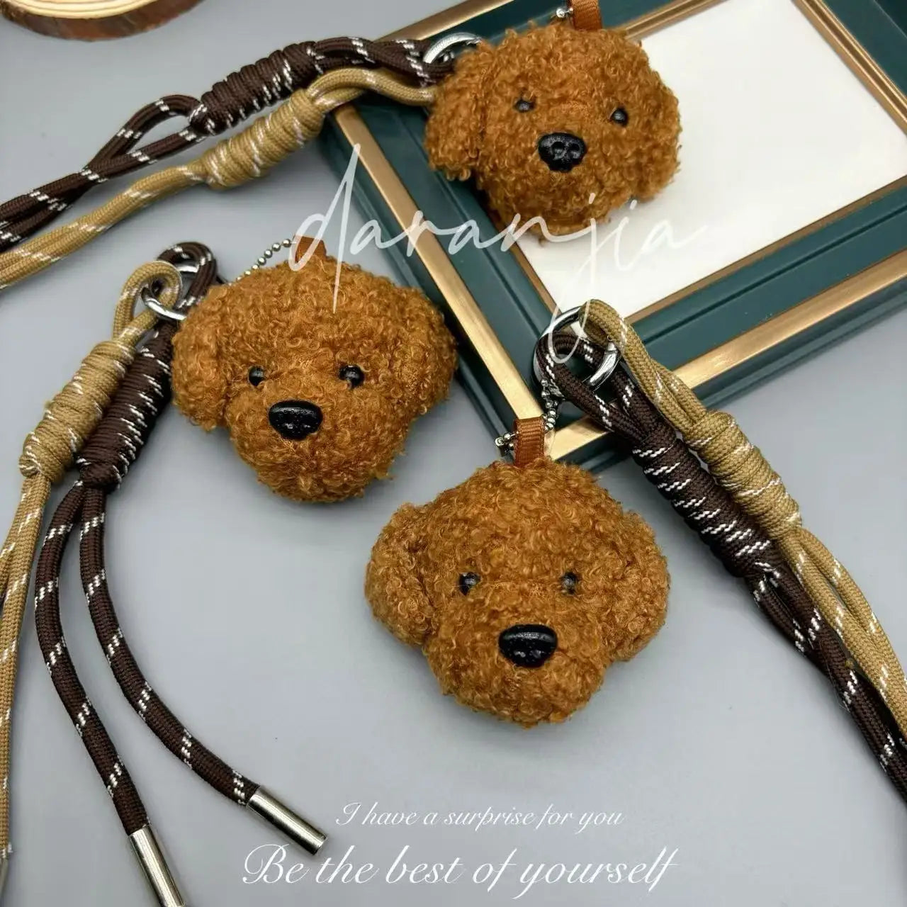 HOT Cartoon Braided Rope Plush Puppy Dog Charm Keychain Cute Animal Soft Stuffed Doll Bag Pendant Backpack Hanging Deco Keyring