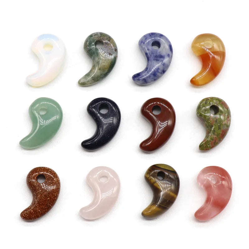 HZ Natural Gemstone Magatama Shape Beads Pendant For Necklace Jewelry Making
