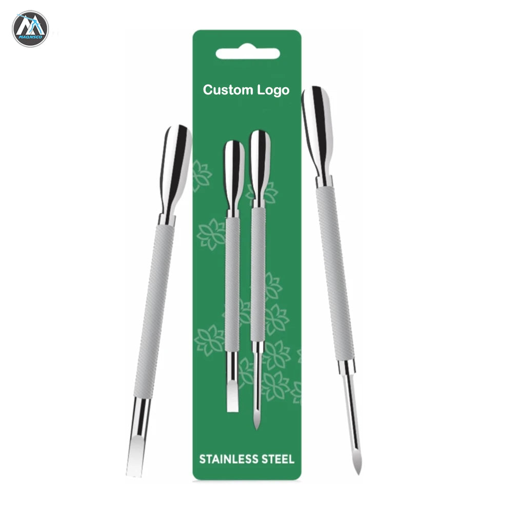 Baby Cuticle Pusher Spoon Nail Cleaner 2PCS Set Stainless Steel Dual Ended Nail Care Tool Wide Jaw Opening Easy Use Fingernail