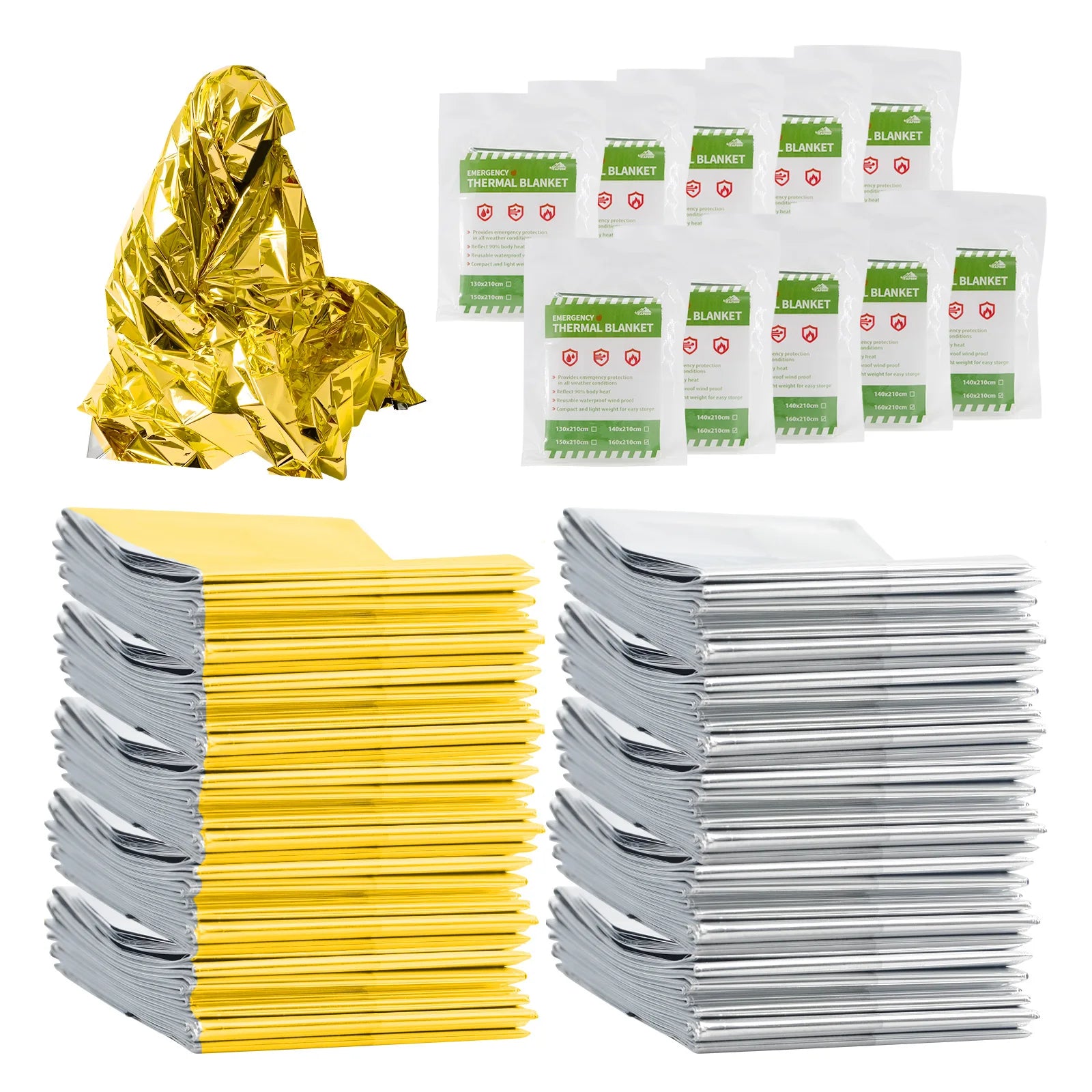 Wholesale 12um Waterproof CE Certified Warm Mylar Emergency Blanket Custom Design Outdoor Rescue Survival All-Season Unisex