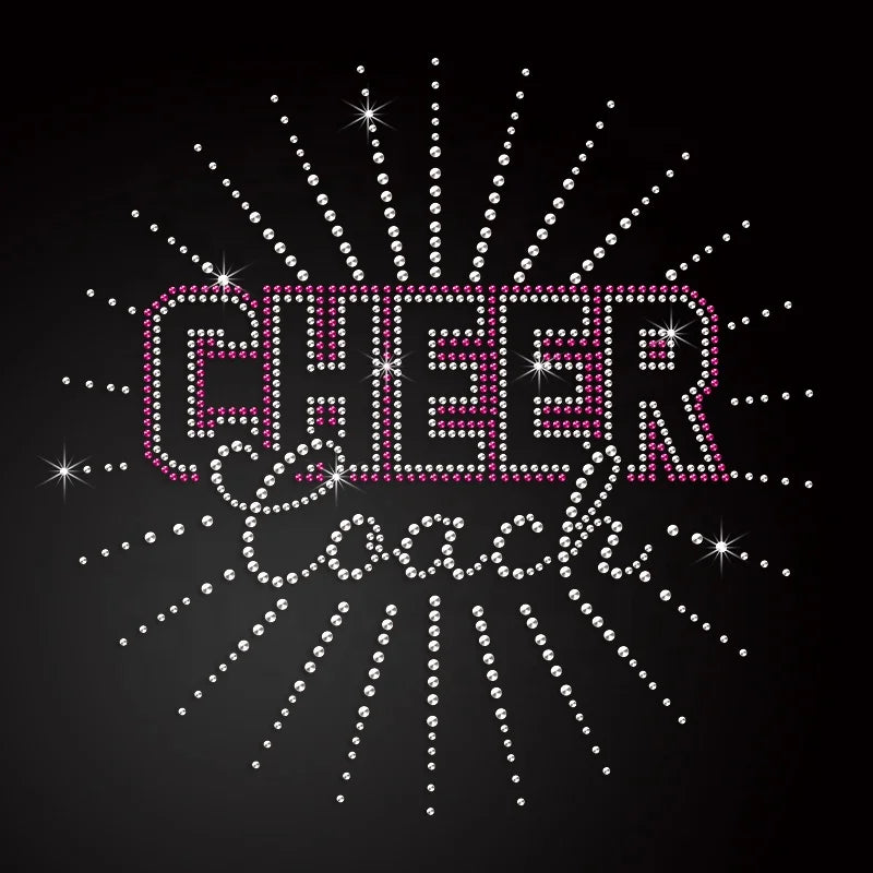 Wholesale Cheer Glitter Transfer Custom Rhinestone Iron on