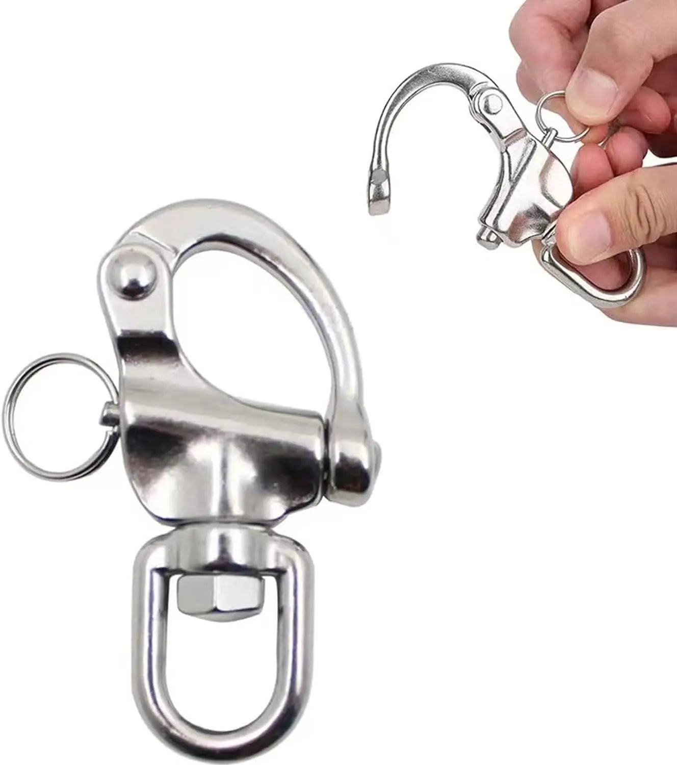 Stainless Steel 316 Swivel Eye Snap Shackle 70mm Marine Quick Release Shackle Sailboat Sailing Rigging Shackle