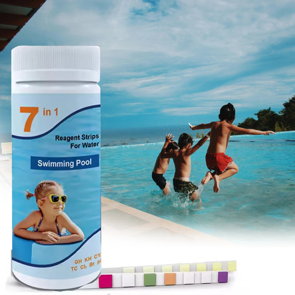 7 in 1 Water Quality Testing Strips for Hot Tubs Swimming Pools or Spas