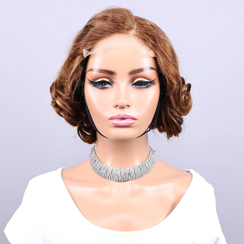 5x5 4-30# Short Bob for Lace Frontal Wigs 10 Inch Egg Curly Brazilian Bob 100% Human Hair for Women