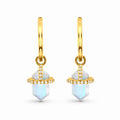 Low MOQ Wholesale Jewelry 925 Sterling Silver Hinge Huggie Hoop Moonstone Gold Dangle Earrings