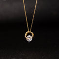 Luxury Elegant Double Circles with Shining Diamond Silver and Gold Plated Pendants Necklace Trendy Collarbone Chain for Women
