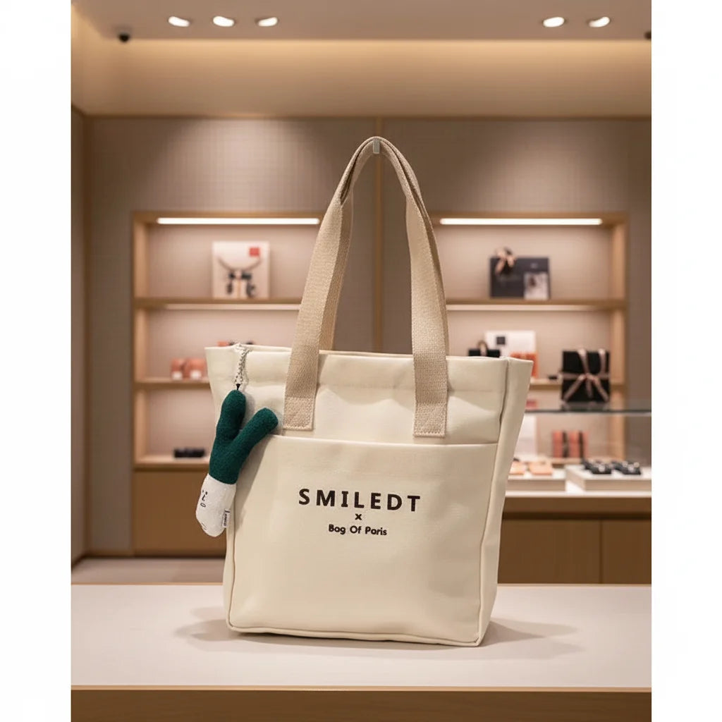 New Style Fashion Custom Letter Canvas Bags Women Shoulder Cotton Canvas Tote Bag with Pocket for Class and Work