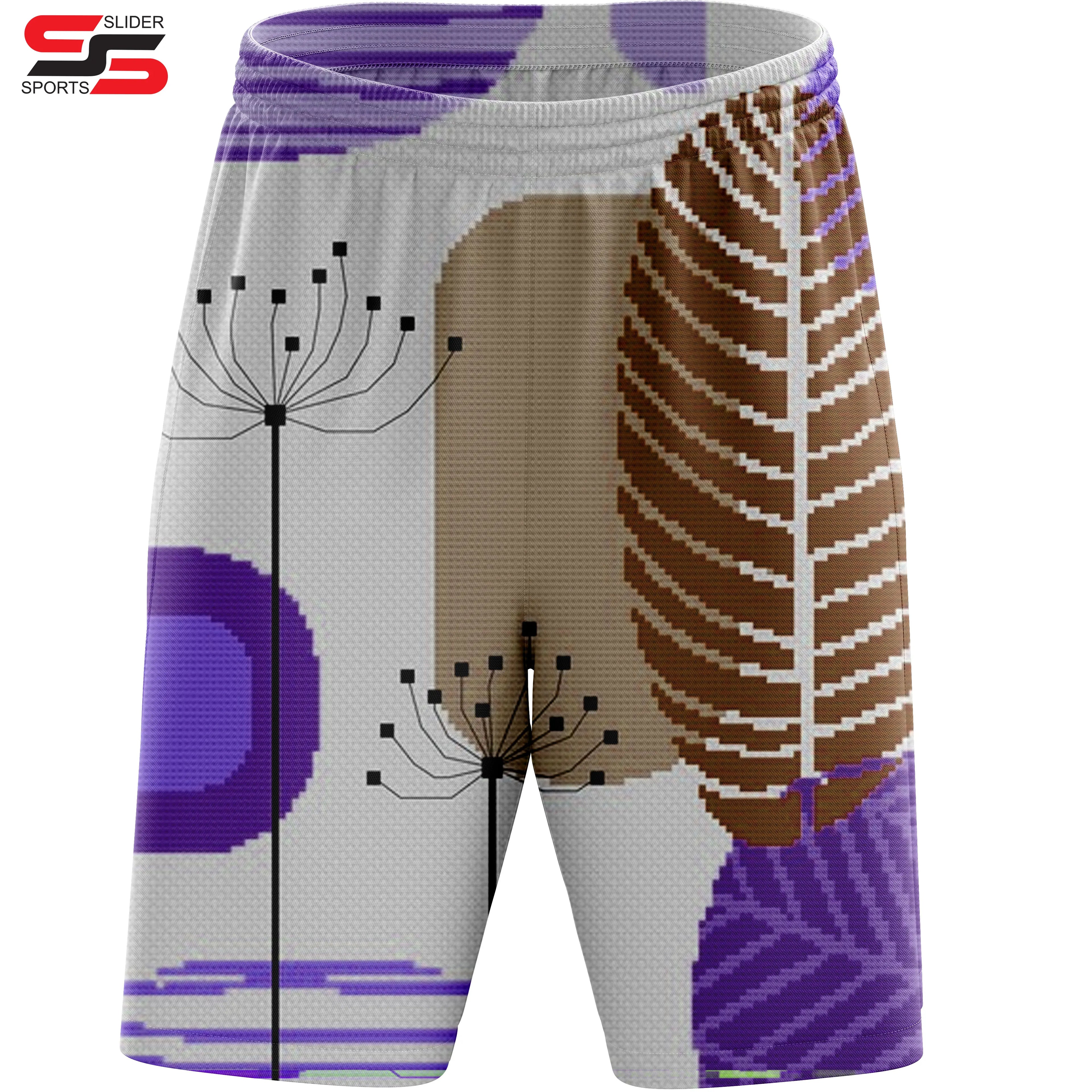 Double Layer Sublimation Print Embroidered 100% Polyester Eco-Friendly Waterproof Breathable Men's Gym Sports Shorts