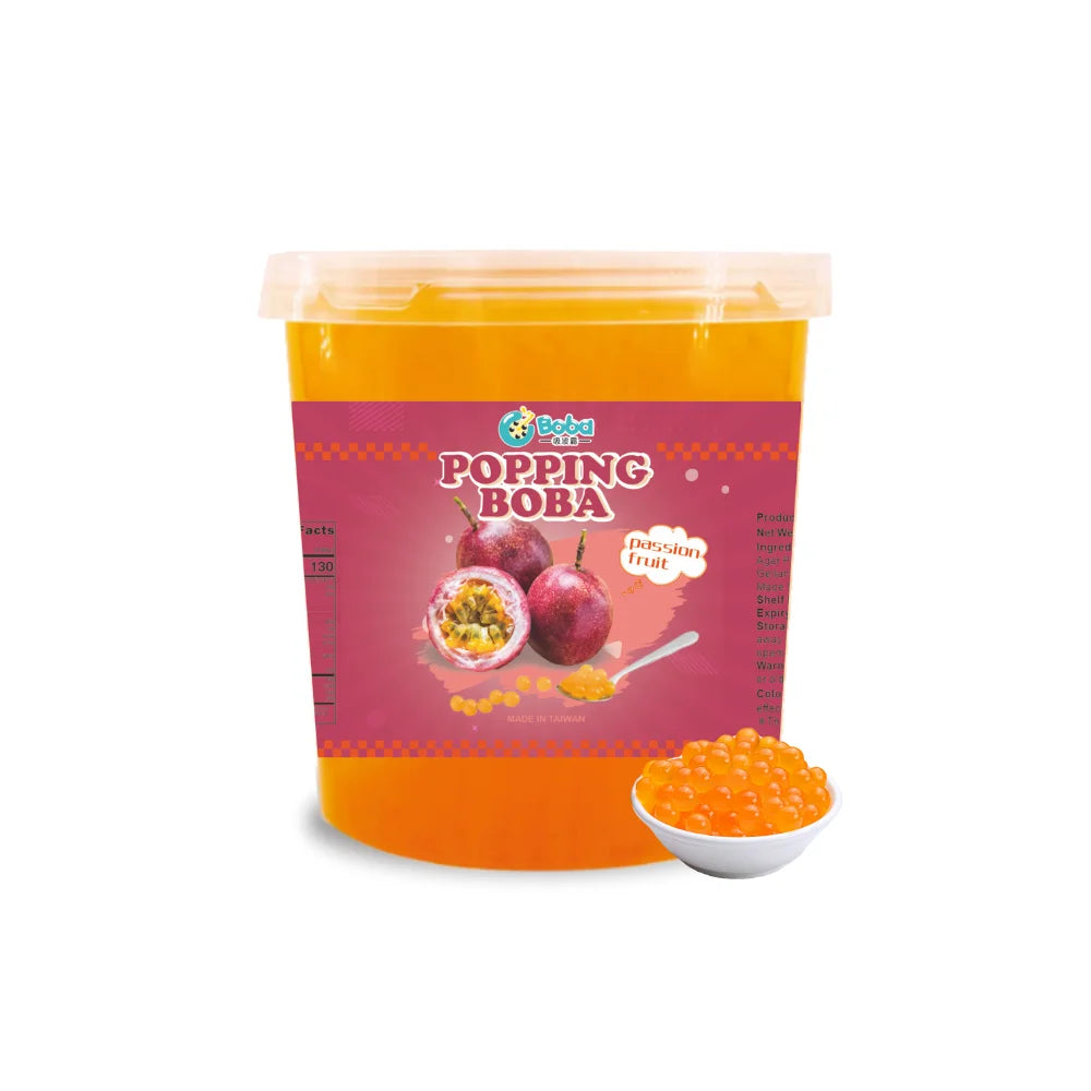 KEIFU 3.2kg Bottle Passion Fruit Popping Boba Pearl Juice Ball Instant Bursting Bubble Tea Drink Topping OEM/ODM HALAL/HACCP ISO