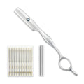 Hair Razors For Cutting Hair 7" Mental Thinning Styling Razors with 10 PCS Sharp Blades Professional Hair Styling Tool for Salon