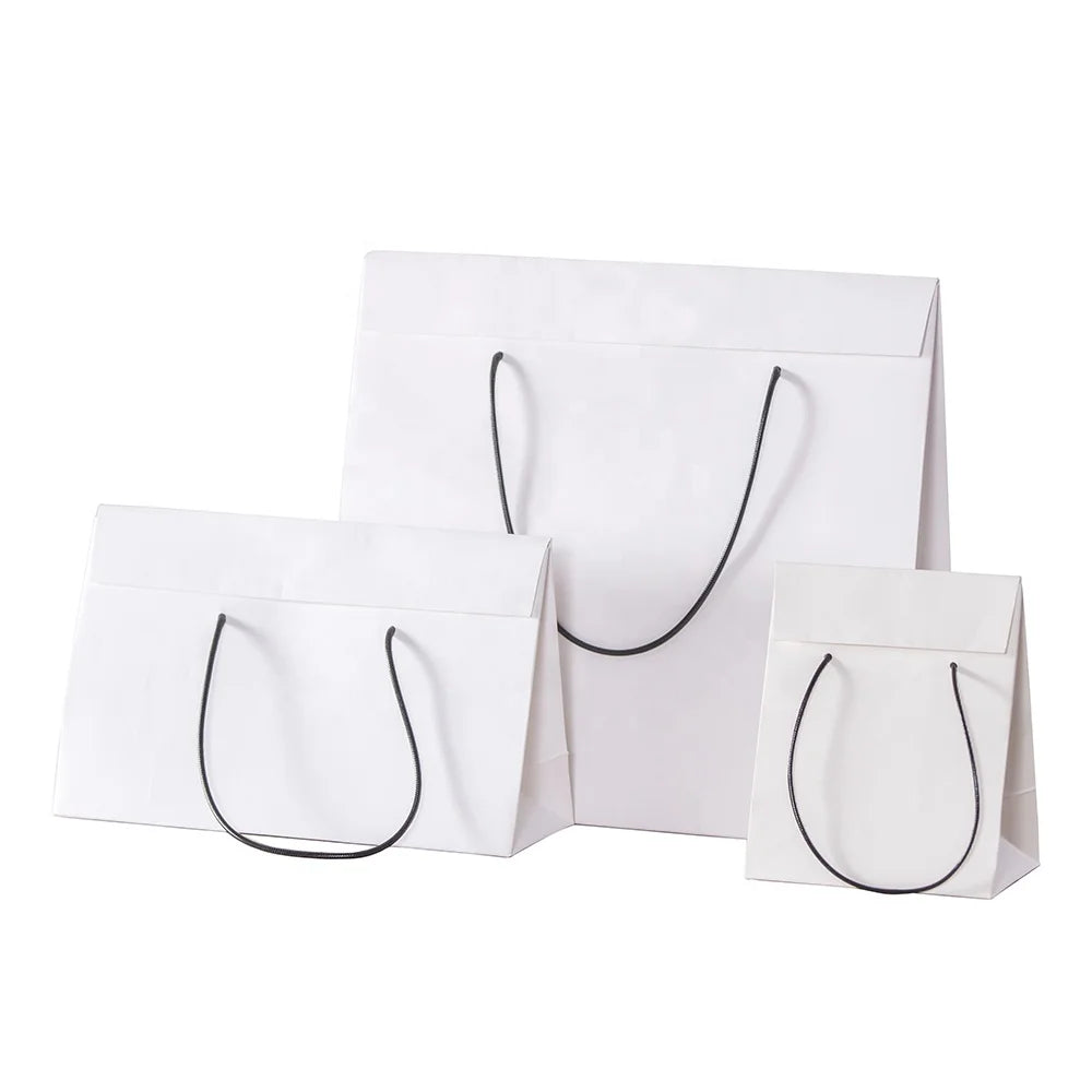High Quality White Gift Paper Bags Custom logo Clothing Box Packaging Shipping Kraft Paper Bags