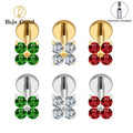 Titanium Internal Thread Flower CZ Cartilage Earring 16G Four Leaf Helix Tragus Stud Flat Back Labret Piercing Jewelry