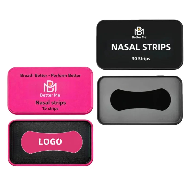 OEM Tin Box Breathe Right Nasal Strips Black Nose Strip Anti Snoring Ventilation Nose Tape Patch Breathing Nasal Strips