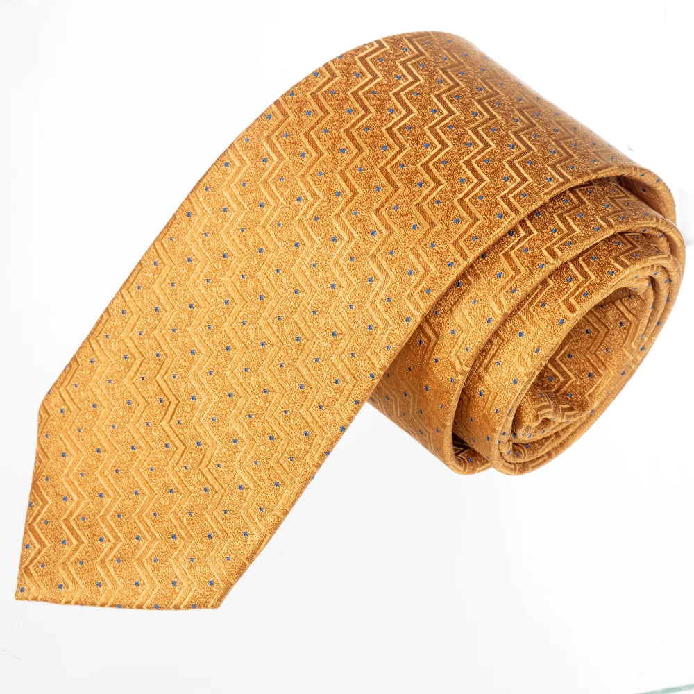 Exve Exclusive Golden Zigzag Handmade Necktie From Turkey