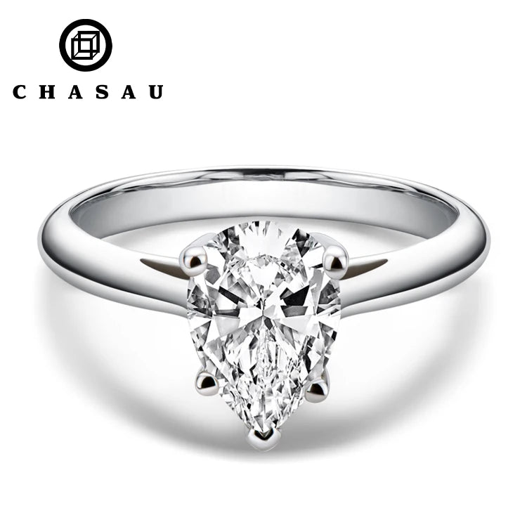 Fashion Fine Jewelry 925 Sterling Silver Pear Cut Waterdrop Shape 2 Carat 2.0ct Moissanite Wedding Engagement Diamond Ring