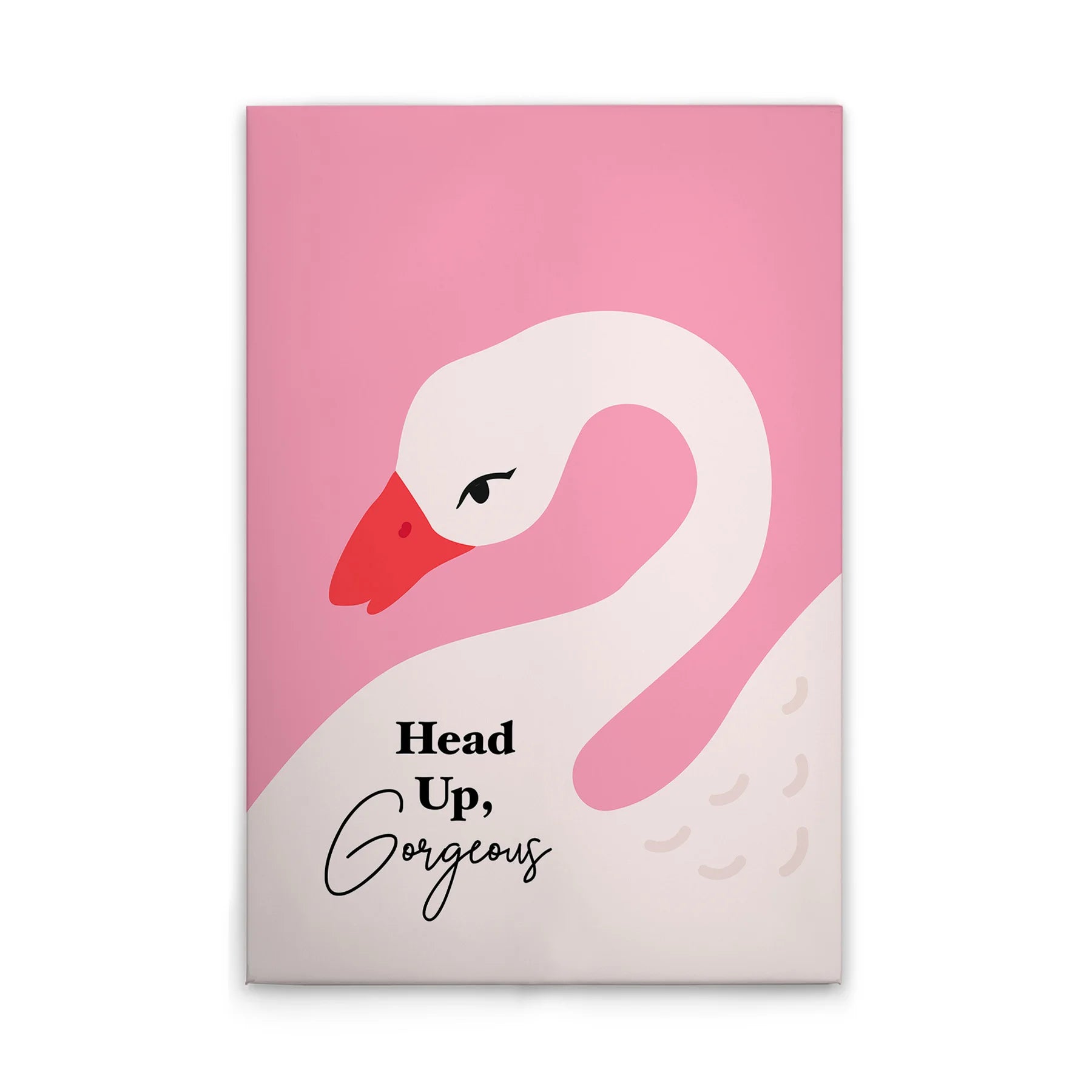 Made In Germany - Home Decor Canvas Picture Swan Head Up Gorgeous - Wall Mural In Pink And White - Stretcher Frame Art